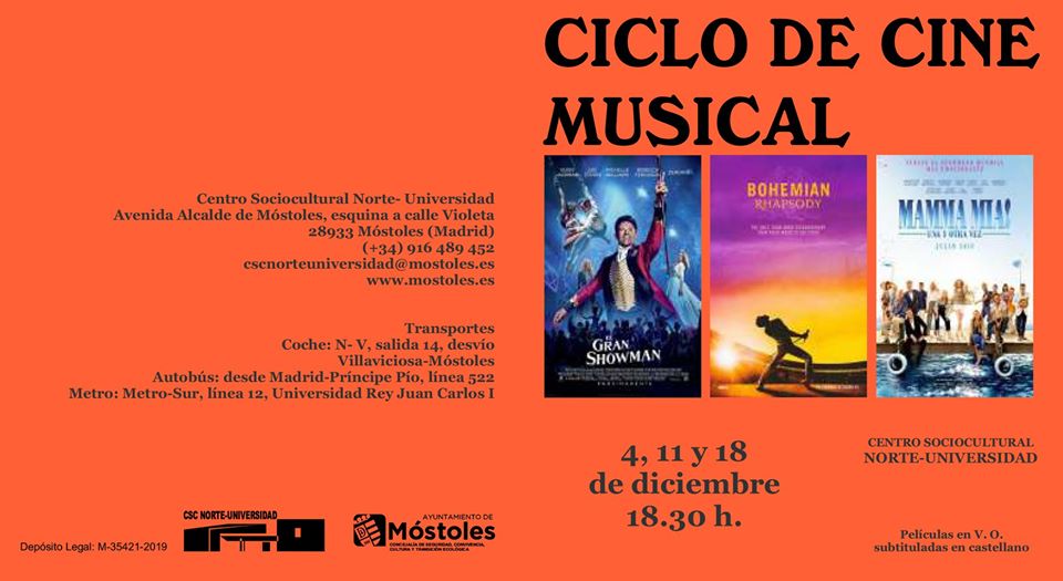 El Centro Sociocultural Norte-Universidad programa para diciembre un ciclo de Cine Musical en Versión Original