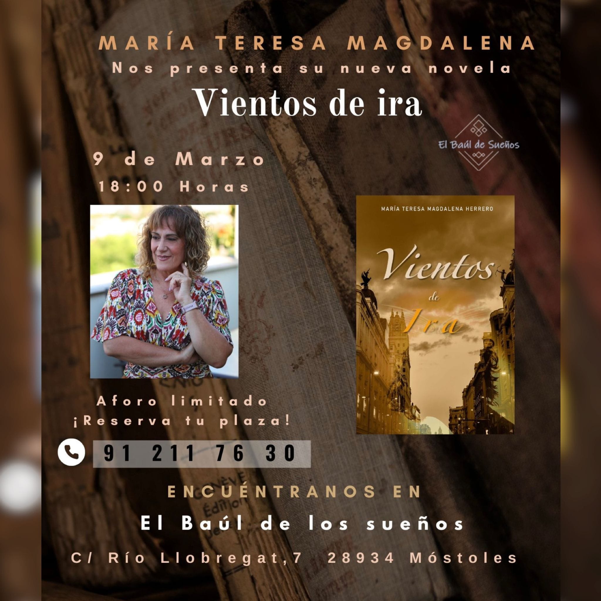 Presentación y Firma de Ejemplares: “Vientos de Ira” de María Teresa Magdalena en El Baúl de Sueños