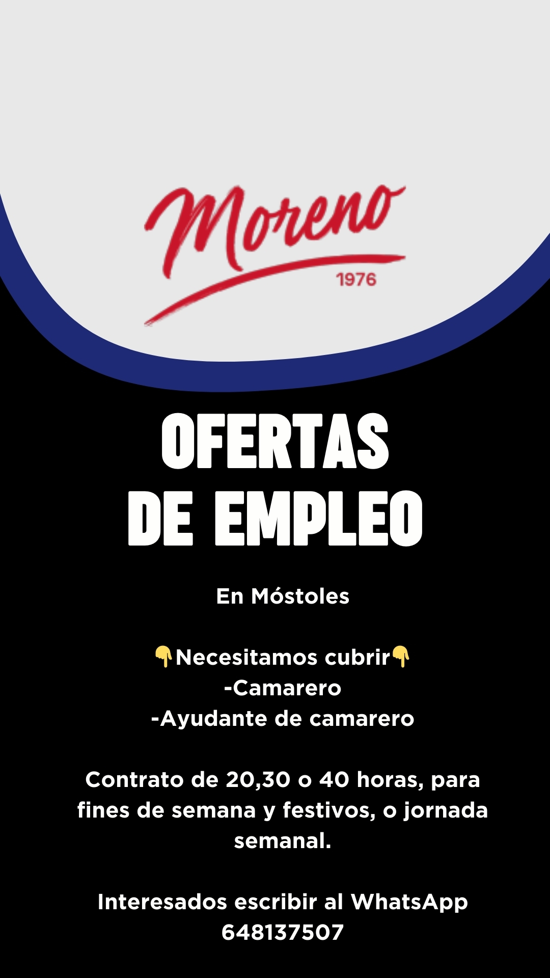 Ofertas de empleo en Marisquerías Moreno